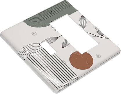 Outlet Covers Sage Green Boho Nature Art Minimalist Geometric Plant 1 Toggle 1 Rocker Combination Decorative Wall Plate Electrical Switch Plates Light Switch Cover Plate for Bedroom