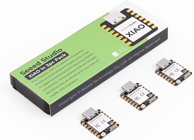 XIAO MG24 Sense 3PCS Pack - Silicon Labs EFR32MG24, Matter Native Over Thread/BLE 5.3, Arduino Compatible, 1.95μA Ultra-Low-Power, On-Board IMU/Micphone/Antenna, 19 GPIOs