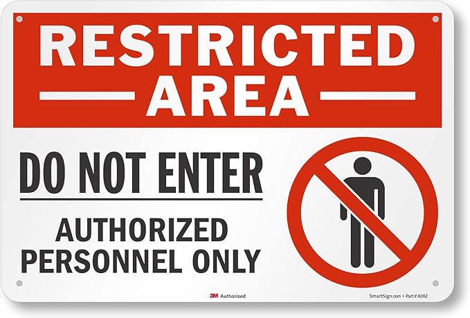 SmartSign 12" x 18" 'Restricted Area Do Not Enter, Authorized Personnel Only' Metal Sign with Symbol, 63 mil Aluminum, 3M Laminated Engineer Grade Reflective, Red, White and Black, USA-Made