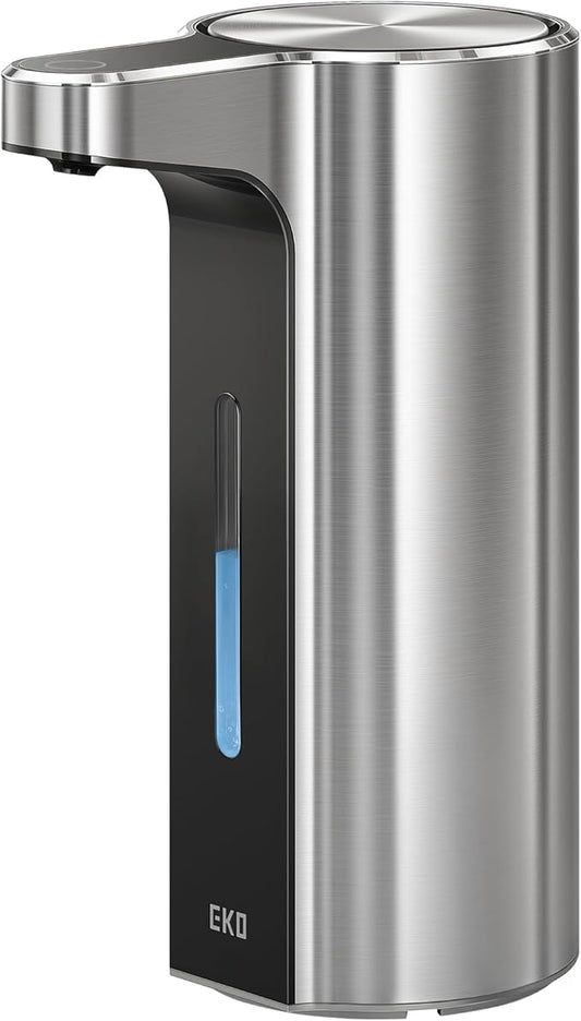 EKO Aroma Pro 13.5 fl oz Touchless Automatic Liquid Soap Dispenser, Rechargeable Hand & Dish Soap Dispenser for Bathroom and Kitchen, Waterproof, Adjustable Volume Control (Stainless Steel)