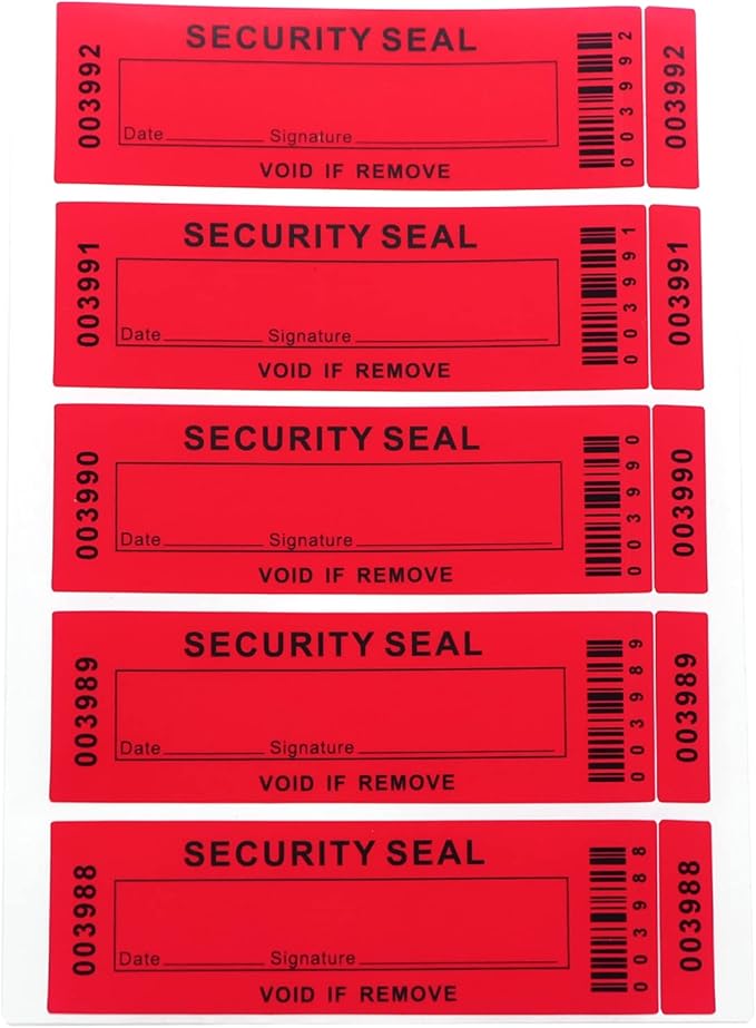 Security Warranty Void Stickers 100% Total Transfer Tamper Evident Proof Labels Triple Serial Numbers Seal Sticker Large 35x120 mm(50PCS,red)