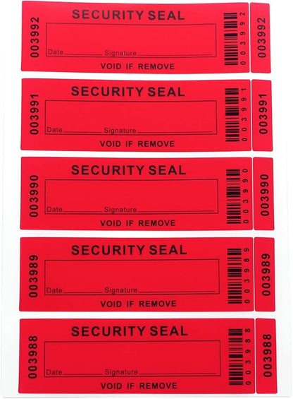 Security Warranty Void Stickers 100% Total Transfer Tamper Evident Proof Labels Triple Serial Numbers Seal Sticker Large 35x120 mm(50PCS,red)