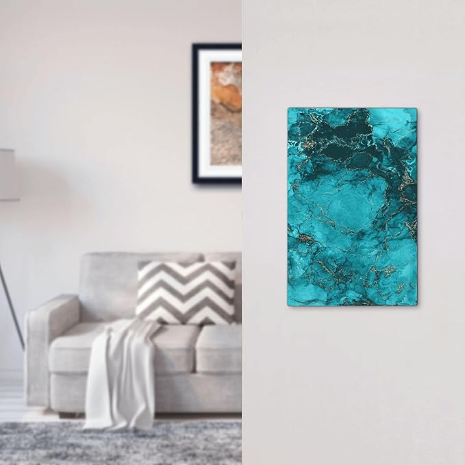 Decorative Light Switch Plate Covers Modern Abstract Turquoise Blue Marble Texture 1 Gang No Device Single Blank Outlet Covers Wall Plate Light Switch Covers for Bathroom Home Decor