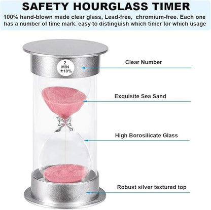 SuLiao 2 Minute Hourglass Timer Sand Clock： Unbreakable Pink Sand Watch 2 Min, Colorful Plastic Hour Glass Sandglass for Kids, Games, Decor, Classroom, Kitchen, Toothbrush Timer