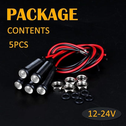 5pcs 6mm LED Indicator Light Plastic Black Signal Dot Lamp 12V-24V 1/4" Mounting Hole Size with 15cm/5.9in. Wire (White LED)