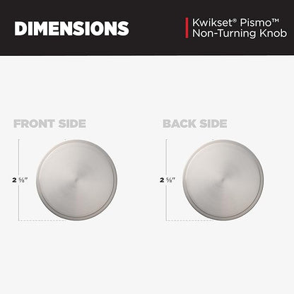 Kwikset Pismo Dummy Door Knob, Single Sided Handle for Closets, French Double Doors, and Pantry, Satin Nickel Non-Turning Interior Push/Pull Door Knob, with Microban Protection