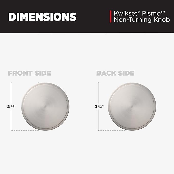 Kwikset Pismo Dummy Door Knob, Single Sided Handle for Closets, French Double Doors, and Pantry, Satin Nickel Non-Turning Interior Push/Pull Door Knob, with Microban Protection, Round Rose