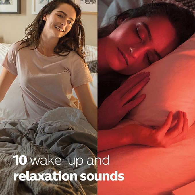 Philips SmartSleep Sleep and Wake-Up Light, Simulated Sunrise and Sunset, Multiple Lights and Sounds, RelaxBreathe to Sleep, AMZ Exclusive, HF3650/60