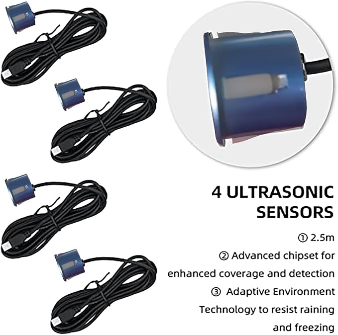 New Features Forward and Reverse Parking sensors, Option to Measure Distance in inches, bidirectional Display Option, and Customizable Digital Direction 18 Color Probes to Choose from(Light Blue)