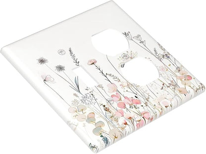 Floral Watercolor Wildflower Dandelion Plant Wallplates 1 Toggle 1 Duplex Switch Plate Electrical GFCI Faceplate Decorative Light Switch Covers for Farmhouse Bed Room Decor