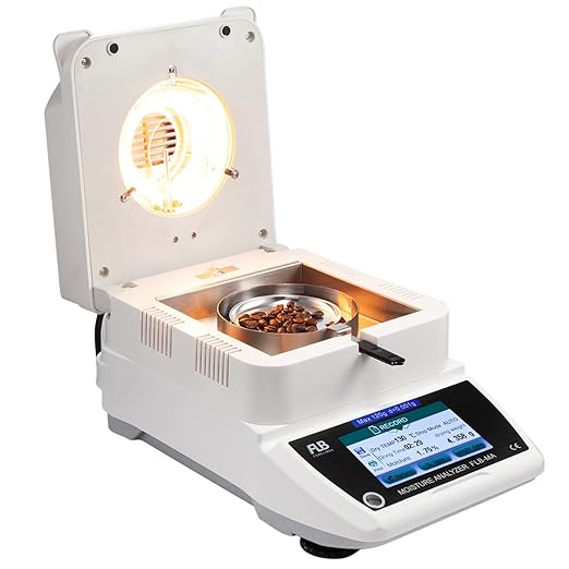 Moisture Analyzer Spanish English Germany Menu Balance Meter 0.01% Readability 0.001g 110V 3 Drying Modes Touch Screen RS232 Interface Water Content Test (120g0.001g)…