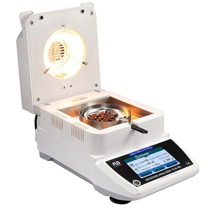 Moisture Analyzer Spanish English Germany Menu Balance Meter 0.01% Readability 0.001g 110V 3 Drying Modes Touch Screen RS232 Interface Water Content Test (120g0.001g)…