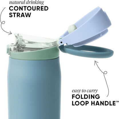 Simple Modern Mesa Loop Water Bottle with Covered Straw and Handle | 24oz Cup Holder Friendly Insulated Stainless Steel Bottles for Travel, Sports and School | Glacier Bay