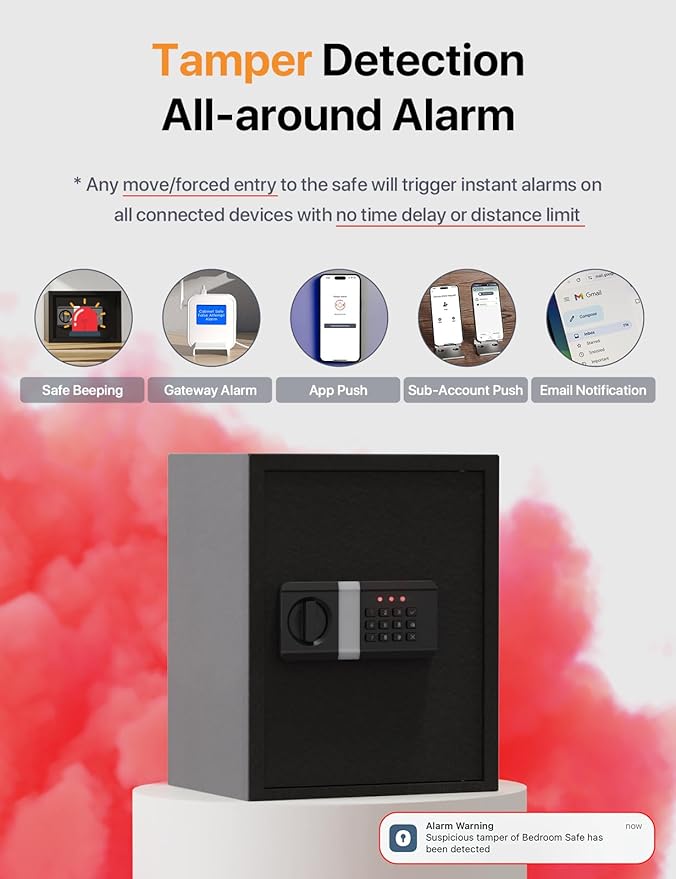 FORFEND Smart Home Safe | WiFi Safe Box App Lock/Alarm | Voice Command, Kidnap Alarm, Tamper Detect, Frozen Mode, Sub Account| Digital Safe Anti Theft
