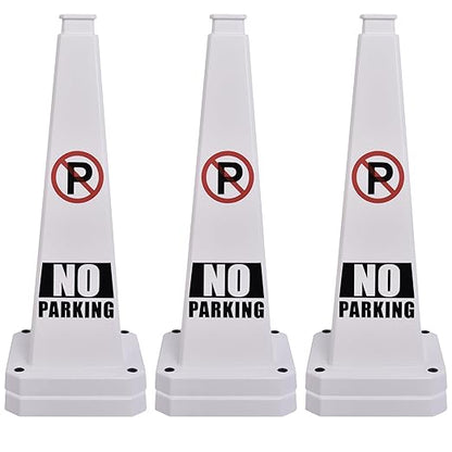 OrangeStar 6-Pack 28" No Parking Cones, Large 4-Sided Traffic Cones with Heavy Rubber Base for Parking Lot Control, Safety, Driveway | Indoor Outdoor Use