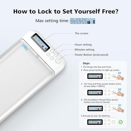 ySky Timed Phone Lock Box for iPhone & Android - Self-Control Timer to Help Kids & Students Focus Back - Translucent