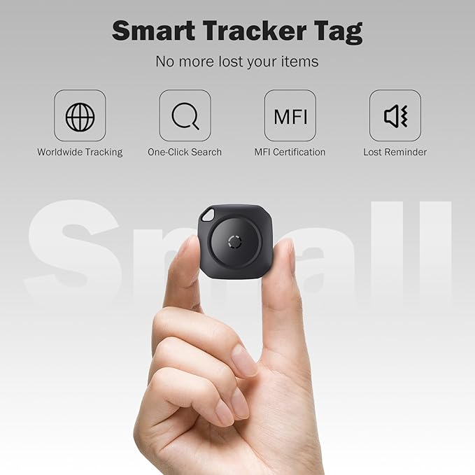 Air Tracker Tag-6 Pack, Smart Bluetooth Tracker Work with Apple Find My(iOS Only), Luggage Tracker Tag for Key, Luggage, Backpack, Suitcase, Replaceable Battery, weTag, Black