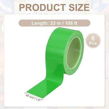 PATIKIL Floor Marking Tape 2 Inch x 110 Ft, 6 Pcs Self-Adhesive Warning Safety Tape Caution Stripe for Walls Floors Pipes Equipment Outdoor, Green