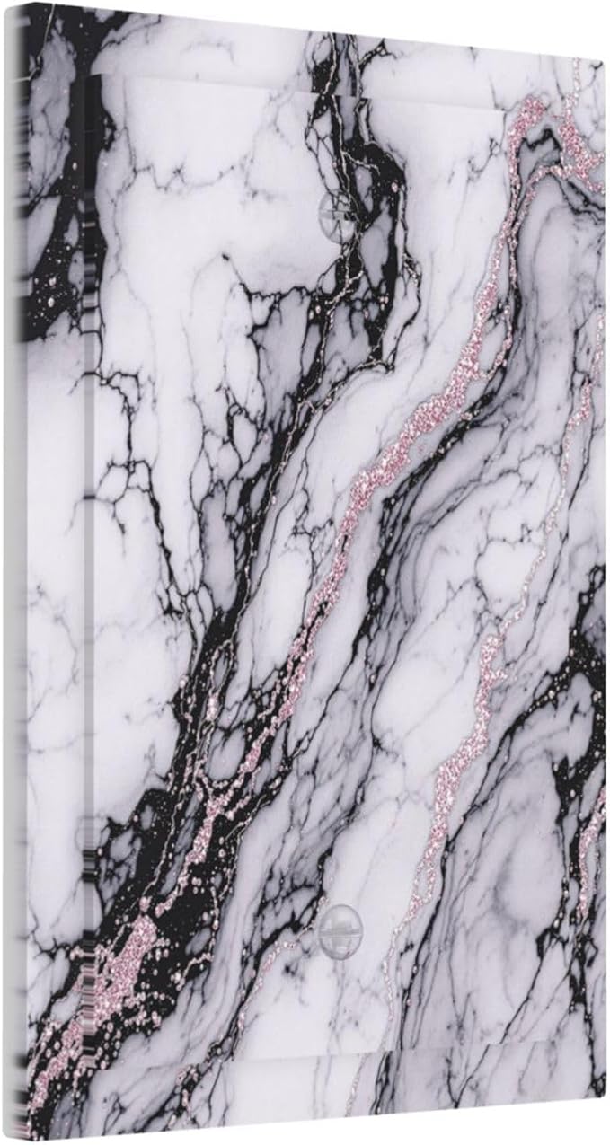 Light Switch Cover Plate White Marble Pattern Black Lines Pink Lines 1 Gang No Device Blank Electrical Wall Plates Faceplate Decorative Switch Plate for living Room Office Decor