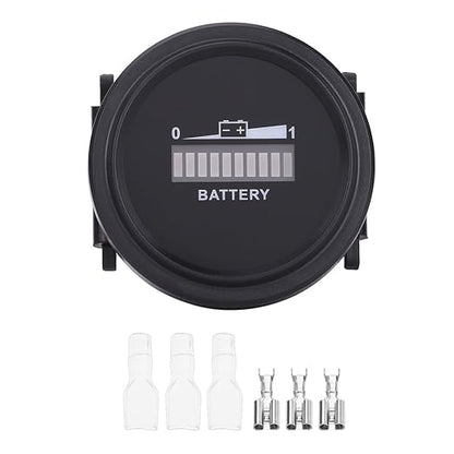 Estink LED Battery Indicator Meter, 12V/24V/36V/48V/72V Cart Battery Indicator, Round Status Indicator for Cart