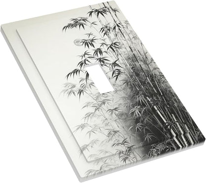 Watercolor Vintage Ink Bamboo Forest Single Toggle Light Switch Cover plate Outlet Cover Decorative Switchplate Wall Plates Electrical Panel Cover for Bathroom Living Room 5 X 3 IN