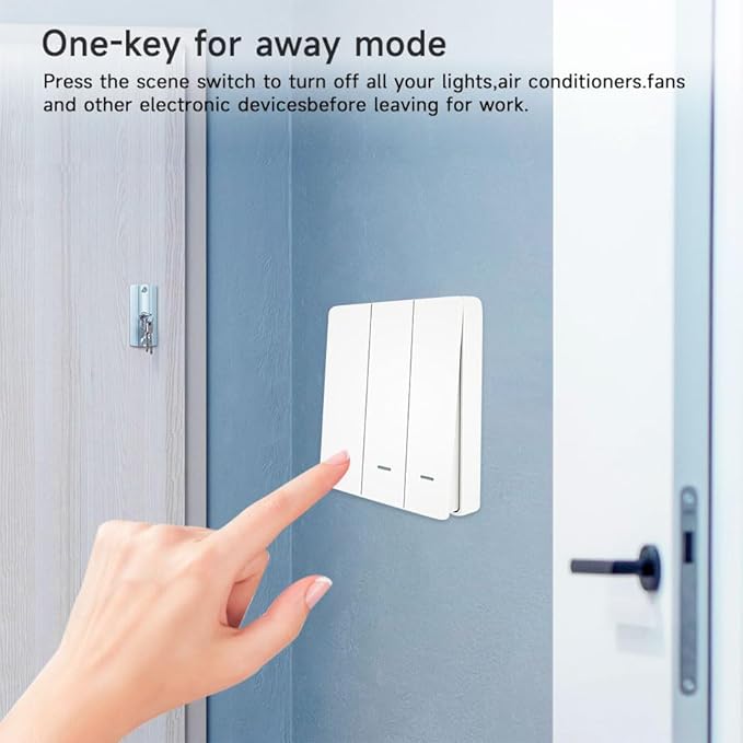 ZigBee3.0 Smart Switch 3 Gang Wireless Scene Switch, ZigBee Smart Light Switch Need Zigbee Hub Work with Tuya Smart Life APP Smart Button Scene Remote for Tuya Smart Home Devices (3 Gang)