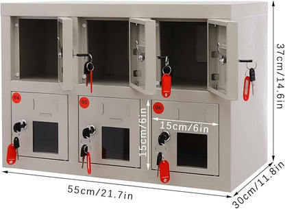 6 Door Cell Phone Locker with Charging Station, Rechargeable Mobile Device Phones Storage Cabinet with Anti-Interlocking Lock for Office Classroom Hotel (6 Slots)