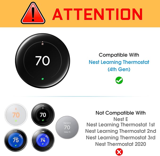 CaseBot Wall Plate Cover Compatible with Google Nest Learning Thermostat (4th Gen), Practical Nest Thermostat Trim Kit, with Temperature Sensor Holder, Easy Installation (Matte Black)