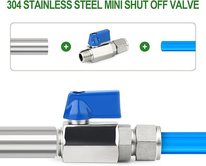 TAISHER 2PCS 304 Stainless Steel Compression Mini Ball Valve Shut Off Switch, 3/8" Tube OD x 3/8" NPT Male
