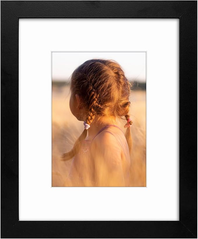 Golden State Art, 8x10 Picture Frame with Mat for 5x7 Photo - High Definition Glass Wall Mounting or Tabletop Display (Black, 1 Pack)