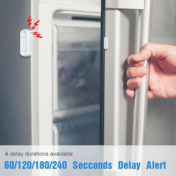 DAYTECH Refrigerator Door Alarm Freezer Door Left Open Alarm with Delay 1/2/3/4 mins Window Door Ajar Alarm Fridge Alarm 0 to 120 dB for Freezer Home Store Business Office 3 Sets White