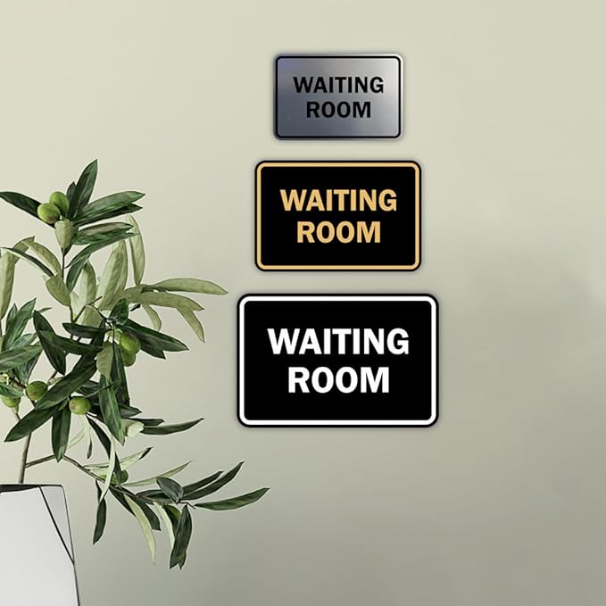 Signs ByLITA Classic Framed Waiting Room (Black/Silver) - Large 2 Pack