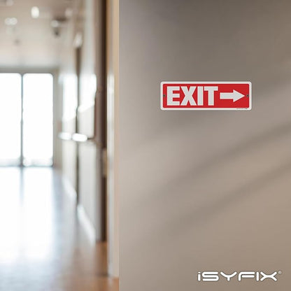 iSYFIX Exit Signs 2 Pack 12x4 Inch with Directional Right Arrows - Rust Free Aluminum, Laminated for UV, Weather, Scratch Resistance - Ideal for Offices, Schools, Theaters, Restaurants