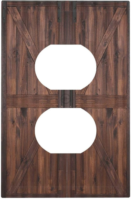 Decorative Outlet Covers Vintage Brown Farmhouse Barn Door 1 Gang Duplex Light Switch Cover Plate Unique Wall Plates for Electrical Outlets Switch Plate Covers for Bedroom Home Decor