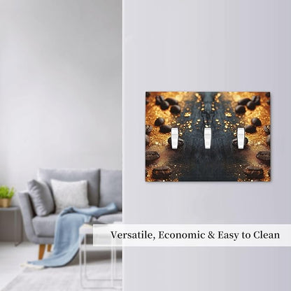 Decorative Light Switch Cover Plate Black Wood Board Gold Dust Coffee Beans 3 Gang Wall Plate Oversized Triple Toggle Switch Cover Plate Jumbo Face Plate for Home Decor