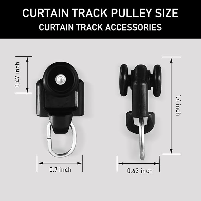 Black Curtain Tracks Ceiling Wall Mounted Heavy-Duty Curtains Rails Room Divider Curtain Track for Living Room Bedroom Room Shower Divider Special Pulley 20PCS