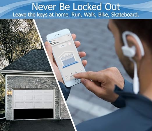 Smart Garage Door Opener - Universal WiFi Remote Controller Compatible with Alexa, Google Home, iPhone, Siri, Android, Door Left Open Alert, Door Security Systems, Updated Model