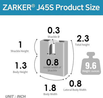 J45S keyed Alike Padlocks, Heavy Duty Stainless Steel Shackle Lock, 6 Keys, Waterproof and Rustproof Storage, Warehouses, Garage, Outdoors, 2-Pack