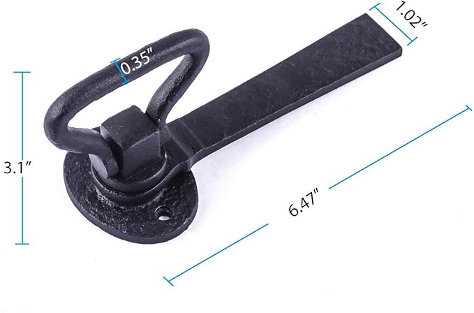 Renovators Supply Manufacturing Door Lock Latch 6.5 in. Black Wrought Iron Gate Latch Garage Barn Door Lock with Mounting Hardware