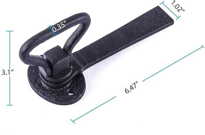 Renovators Supply Manufacturing Door Lock Latch 6.5 in. Black Wrought Iron Gate Latch Garage Barn Door Lock with Mounting Hardware