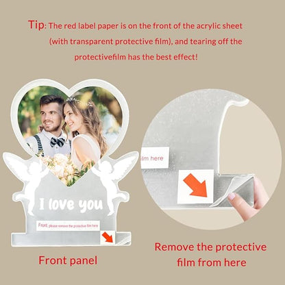 Custom Picture Frames with Photo, Customized Picture Frame, Personalized Photo Frame with Night Light, Personalized Valentines Day Gifts for Dad