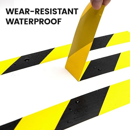 Industrial Black & Yellow Caution Tape 2-Pack | 2in x 108ft Floor Marking Tape | Waterproof & Forklift-Proof | Long-Lasting for Warehouse, Factory, Parking