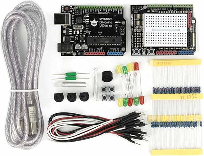 DFRobot Basic Electronics Starter Kit for Beginners - with UNO R3 Board, Compatible with Arduino IDE, 83 Labeled Components & 12 Step-by-Step Tutorials - Frustration-Free for College STEM