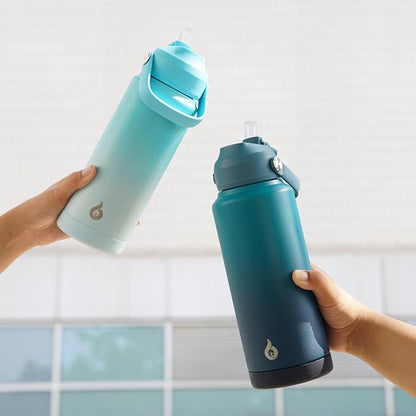 BJPKPK Water Bottle with Straw Lid, 24oz Vacuum Insulated Water Bottles, Metal Stainless Steel Thermo for Sports, Travel, BPA Free Leak Proof Thermo, Cups, Flasks, Tumblers,Sea Salt