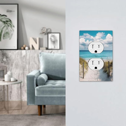 Decorative Outlet Covers Coastal Beach Ocean Seaside View 1 Gang Duplex Light Switch Cover Plate Unique Wall Plates for Electrical Outlets Switch Plate Covers for Bedroom Home Decor