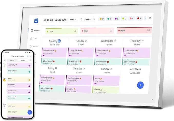 10.1" Digital Calendar, Meal Planner, Duty Chart, to Do List,HD Smart Touch Screen Home Interactive Smart Electron Calender - Built-in Digital Photo Frame Function (white, 10.1)