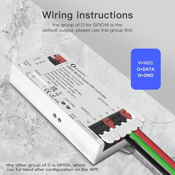 ESP32 WLED LED Strip Controller Dynamic RGB IC IO33 DIY Port App Control Easy Wiring Terminal for WS2811 WS2812 SK6812 TM1814 WS2813 WS2815 FCOB Addressable Strip Light