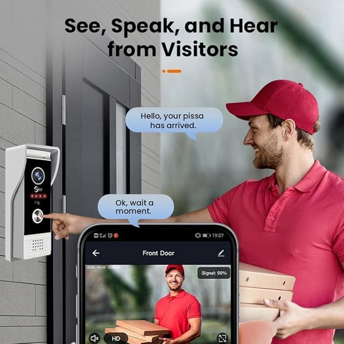 WiFi Video Intercom System Doorbell with Camera,1080P Touch Screen Monitor,Ring Doorbell Camera,Support Night Vision Remote Unlock Dual-Way Intercom for Home Security System (1 BELL+ 2 MONITOR)