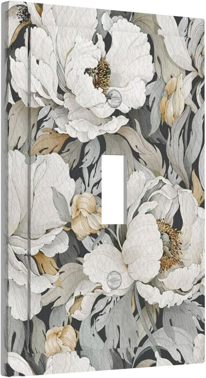 Decorative Light Switch Cover Rusitc White Flowers Country Floral Farmhouse Single Toggle Switchplate 1 Gang Wall Plate Switchcover Decora Light Switch Plate for Home Decor