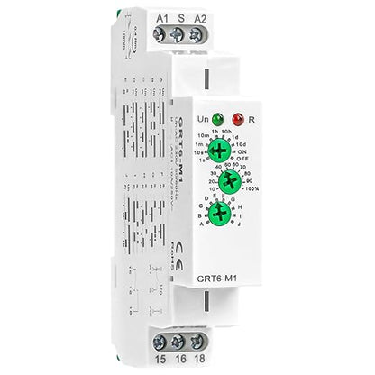 Multifuction Time Relay GRT6 M1 AC 230V with 10 Relay Timer Control Delay Function Mode DIN Rail 10A Electronic Relays of Wide Time Delay Range for 0.1 Seconds to 10 Days